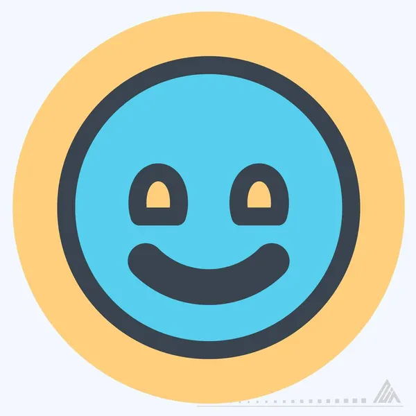 Icon Emoticon Smile Color Mate Style Ilustração Simples Curso Editável — Vetor de Stock