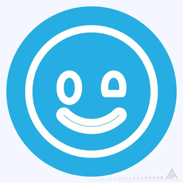 Icon Emoticon Wink Blue Eyes Style Simple Illustration Editable Stroke — Stock Vector