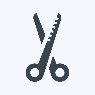 Simge Saç Makası - Kabartma Biçimi - Basit illüstrasyon, Düzenlenebilir vuruş, Tasarım şablonu vektörü, baskılar, posterler, reklamlar, duyurular, bilgi grafikleri, vs..