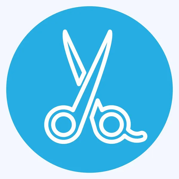 Icon Scissor Blue Eyes Style Simple Illustration Editable Stroke Design — Stock Vector