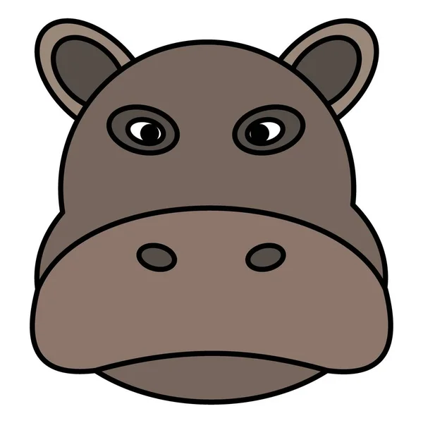 Mignon Dessin Animé Hippopotamus Face Vector Illustration — Image vectorielle