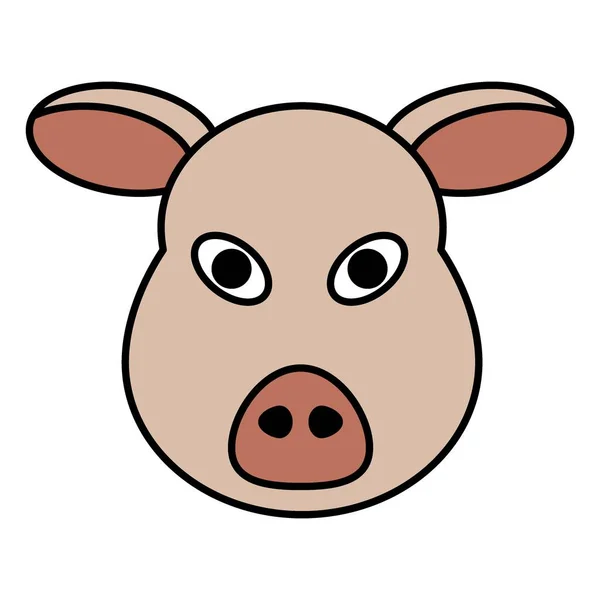 Симпатичная Карикатура Pig Face Vector — стоковый вектор