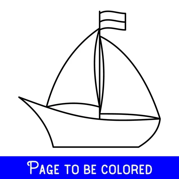 Rolig Båt Att Vara Färgad Målarbok För Förskolebarn Med Lätt — Stock vektor