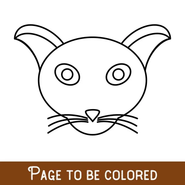 Funny Cat Face Colored Omalovánky Pro Předškolní Děti Snadnou Úrovní — Stockový vektor