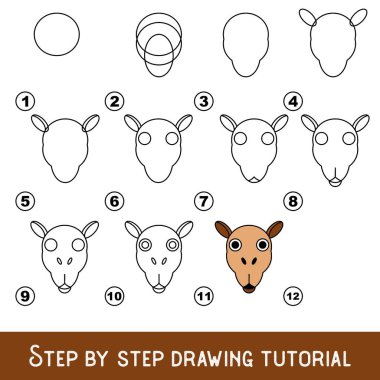 Anaokulu öğrencileri için çizim becerisi geliştirmek için çocuk oyunu, Deve Surat için eğitici dersler çizmek.