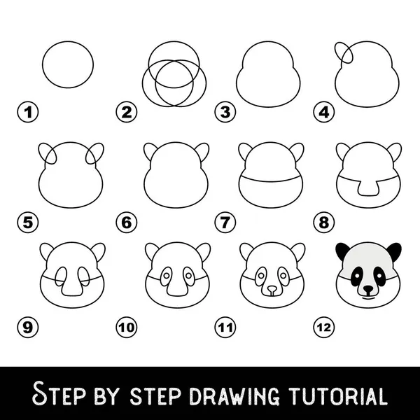 Anaokulu öğrencileri için çizim becerisi geliştirmek için çocuk oyunu, Panda Face için eğitici dersler çizmek.