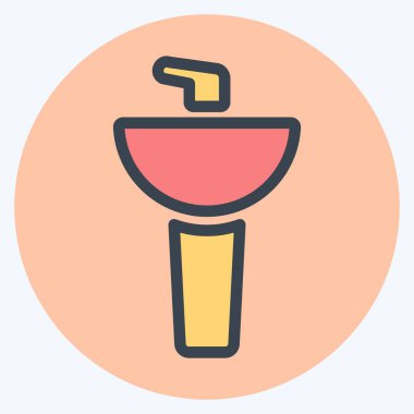 Simge Yıkama Havzası - Renk Eşleştirme Biçimi - Basit illüstrasyon, Düzenlenebilir vuruş, Tasarım şablonu vektörü, baskılar, posterler, reklamlar, duyurular, bilgi grafikleri, vs..