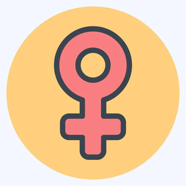 Icon Female Color Mate Style Einfache Illustration Editierbarer Strich Designvorlagenvektor — Stockvektor