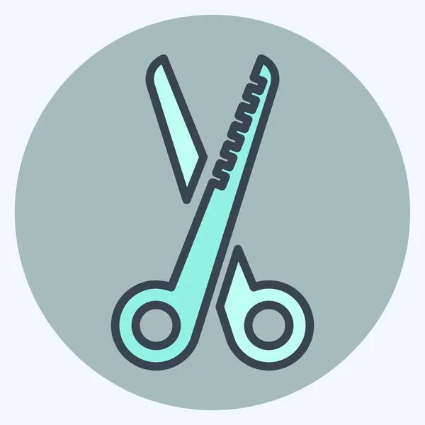 Icon Hair Scissor Color Mate Style Simple Illustration Editable Stroke — 스톡 벡터