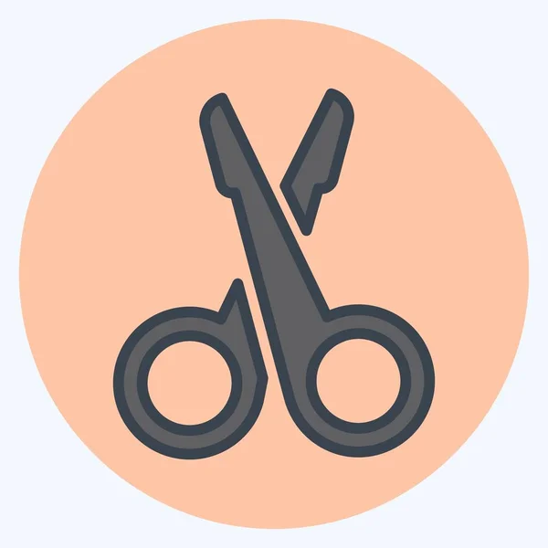 Icon Nail Scissor Color Mate Style Simple Illustration Editable Stroke — 스톡 벡터