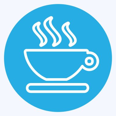 Simge Sıcak Çay - Mavi Gözler Biçimi - Basit illüstrasyon, Düzenlenebilir vuruş, Tasarım şablonu vektörü, baskılar, posterler, reklamlar, duyurular, bilgi grafikleri vs..