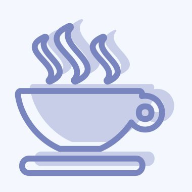 Simge Sıcak Çay - İki Ton Biçimi - Basit illüstrasyon, Düzenlenebilir vuruş, Tasarım şablonu vektörü, baskılar, posterler, reklamlar, duyurular, bilgi grafikleri vs..