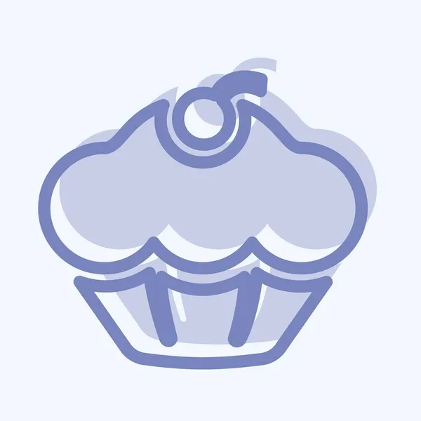 Icon Muffin Estilo Dois Tons Ilustração Simples Curso Editável Vetor — Vetor de Stock