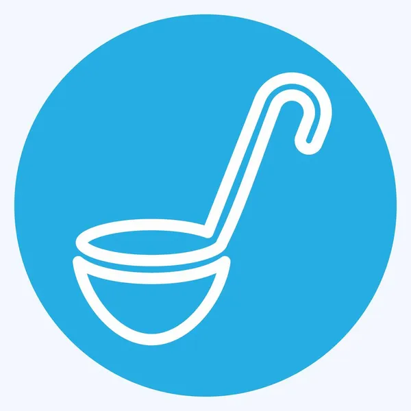 Icon Soup Spoon Blue Eyes Style Simple Illustration Editable Stroke — 스톡 벡터