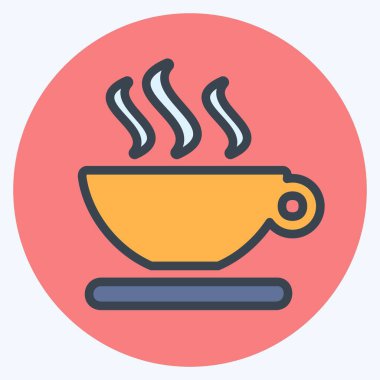 Simge Sıcak Çay - Renk Eşleştirme Biçimi - Basit illüstrasyon, Düzenlenebilir vuruş, Tasarım şablonu vektörü, baskılar, posterler, reklamlar, duyurular, bilgi grafikleri vs..