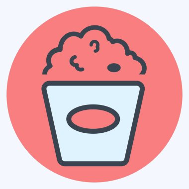 Simge Patlamış Mısır - Renk Eşleştirme Biçimi - Basit illüstrasyon, Düzenlenebilir vuruş, Tasarım şablonu vektörü, baskılar, posterler, reklamlar, duyurular, bilgi grafikleri vs..