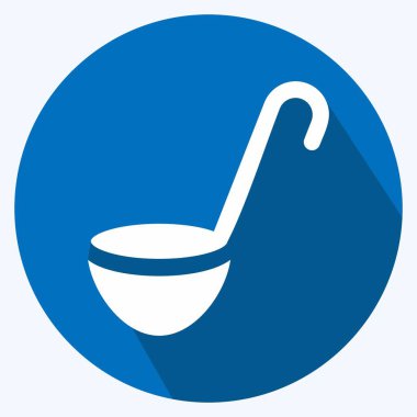 Simge Çorba Kaşığı - Uzun Gölge Biçimi - Basit illüstrasyon, Düzenlenebilir vuruş, Tasarım şablonu vektörü, baskılar, posterler, reklamlar, duyurular, bilgi grafikleri, vs..