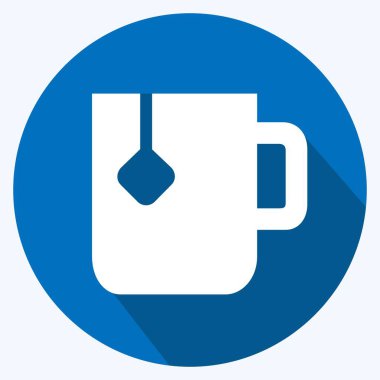 Simge Tea - Uzun Gölge Biçimi - Basit illüstrasyon, Düzenlenebilir vuruş, Tasarım şablonu vektörü, baskılar, posterler, reklamlar, duyurular, bilgi grafikleri vs..