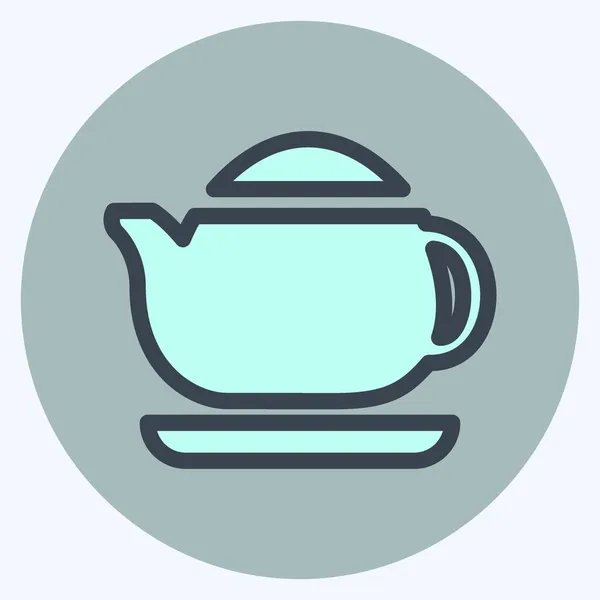 Icon Tea Maker Color Mate Style Einfache Illustration Editierbarer Strich — Stockvektor