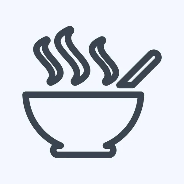 Icon Hot Soup Line Style Ilustrasi Sederhana Goresan Yang Dapat - Stok Vektor