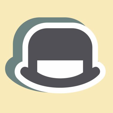 Çıkartmalı Top Hat, Basit illüstrasyon, Düzenlenebilir vuruş, Tasarım şablonu vektörü, baskılar, posterler, reklamlar, duyurular, bilgi grafikleri vs..