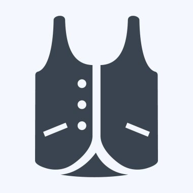 Simge Vest 2 - Glyph Biçimi, Basit illüstrasyon, Düzenlenebilir vuruş, Tasarım şablonu vektörü, baskılar, posterler, reklamlar, duyurular, bilgi grafikleri vs..