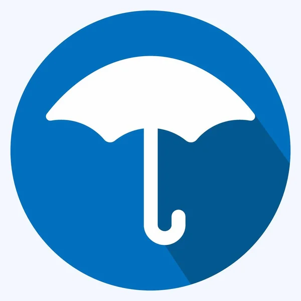 Icon Umbrella Long Shadow Style Simple Illustration Editable Stroke Design — 스톡 벡터