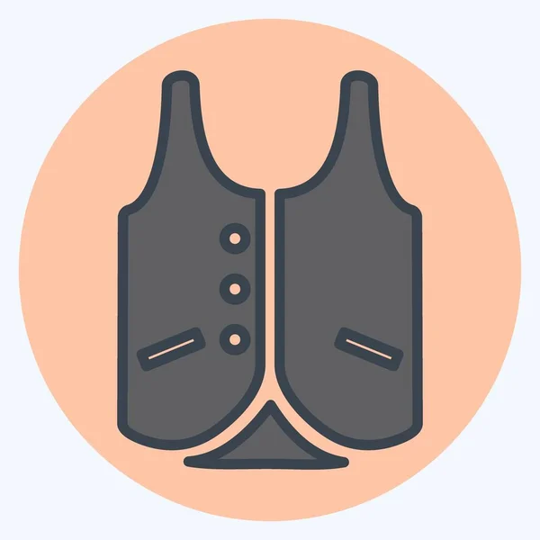Icon Vest Flat Style Simple Illustration Editable Stroke Design Template — 스톡 벡터