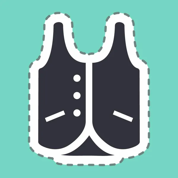 Sticker Vest Line Cut Simply Illustration Fellow Table Stroke Design — стоковый вектор