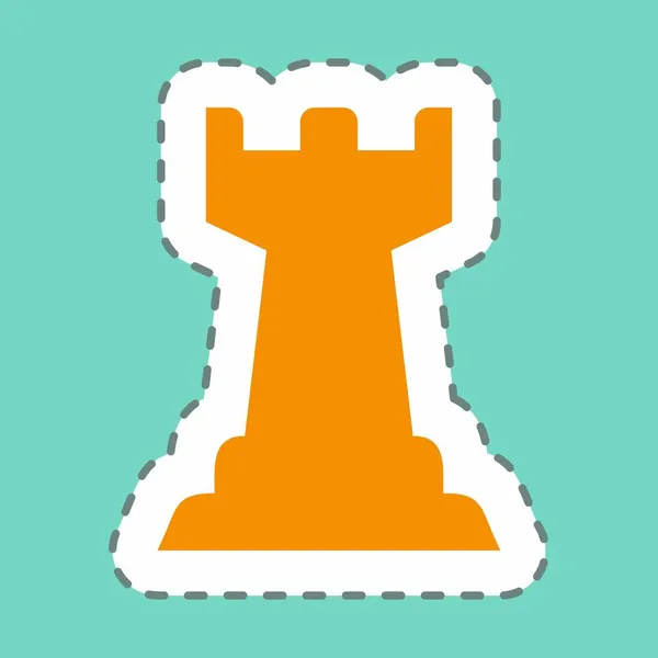 Sticker Chess Coupe Ligne Illustration Simple Course Modifiable Modèle Vectoriel — Image vectorielle