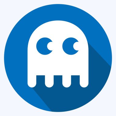 Simge Hayaleti - Uzun Gölge Biçimi, Basit illüstrasyon, Düzenlenebilir Felç, Tasarım şablonu vektörü, baskılar, posterler, reklamlar, duyurular, bilgi grafikleri vs..