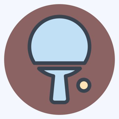 Simge Pin Pong - Renk Mat Biçimi, Basit illüstrasyon, Düzenlenebilir vuruş, Tasarım şablonu vektörü, baskılar, posterler, reklamlar, duyurular, bilgi grafikleri vs..