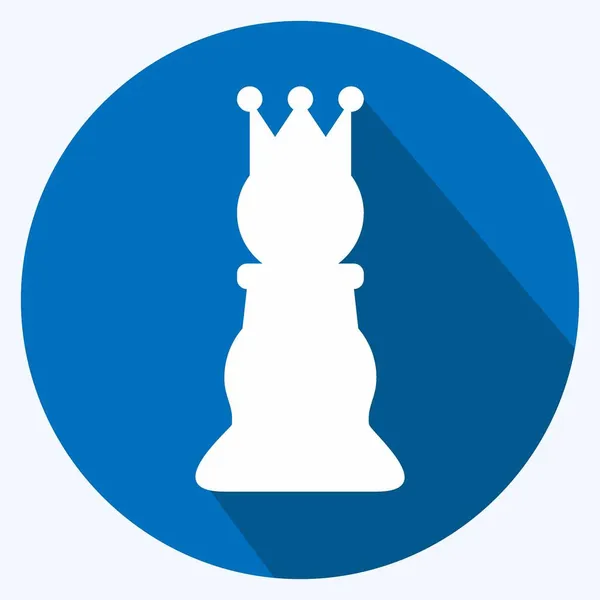 Icon Chess Long Shadow Style Illustration Simple Course Modifiable Modèle — Image vectorielle