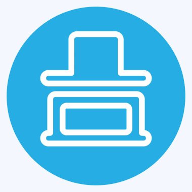 Simge Dikey Dağıtım Düğmesi - Mavi Gözler Biçimi, Basit illüstrasyon, Düzenlenebilir Vuruş, Tasarım şablonu vektörü, Yazdırma, afişler, reklamlar, duyurular, bilgi grafikleri vs..