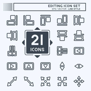 Simge Ayarları Düzenleme - Satır Biçimi, Basit illüstrasyon, Düzenlenebilir vuruş, Tasarım şablonu vektörü, Yazdırma, poster, reklam, duyurular, bilgi grafikleri vs..