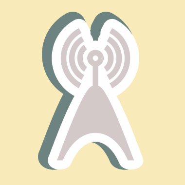 Etiket Telekom Kulesi, Basit illüstrasyon, Düzenlenebilir felç, Tasarım şablon vektörü, baskılar, posterler, reklamlar, duyurular, bilgi grafikleri vs..