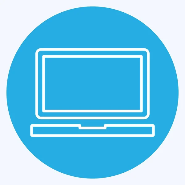 Icon Laptop Blue Eyes Style Einfache Illustration Editierbarer Strich Design — Stockvektor