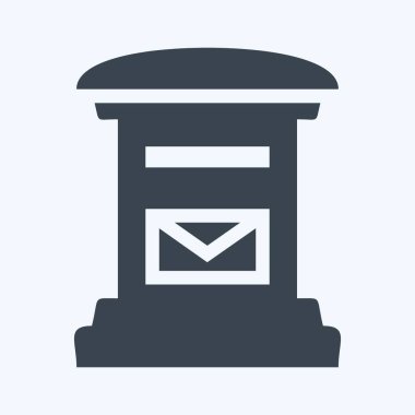 Simge Posta Kutusu - Glyph Biçimi, Basit illüstrasyon, Düzenlenebilir vuruş, Tasarım şablonu vektörü, baskılar, posterler, reklamlar, duyurular, bilgi grafikleri vs..