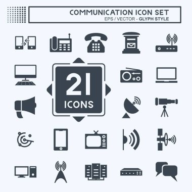 Simge Ayarlama İletişimi - Glyph Biçimi, Basit illüstrasyon, Düzenlenebilir vuruş, Tasarım şablonu vektörü, baskılar, posterler, reklamlar, duyurular, bilgi grafikleri vs..