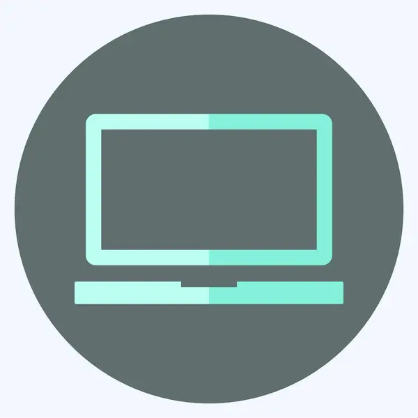 Icon Laptop Flacher Stil Einfache Illustration Editierbarer Strich Designschablonen Vektor — Stockvektor