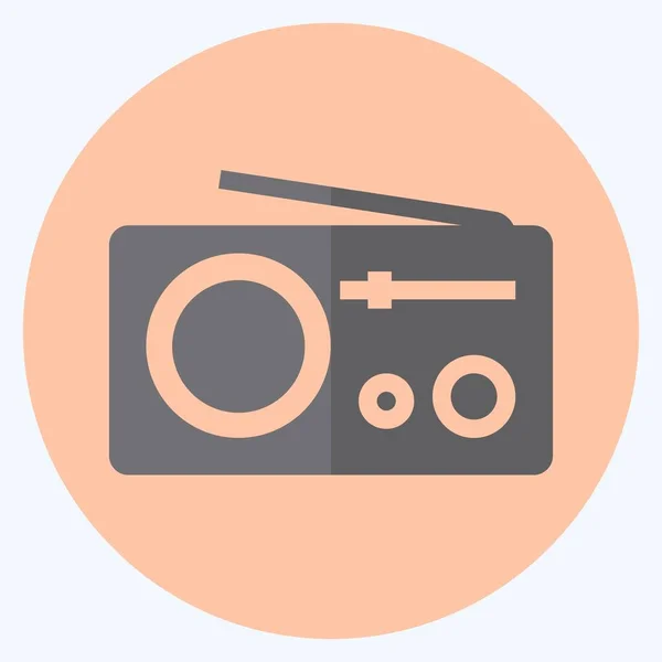 Icon Radio Flacher Stil Einfache Illustration Editierbarer Strich Designschablonen Vektor — Stockvektor