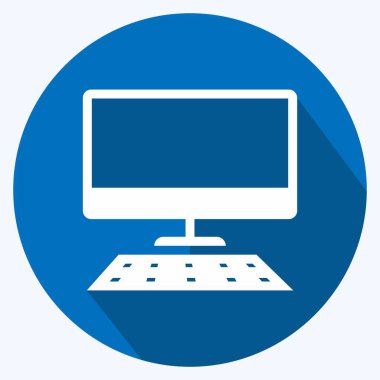 Simge Masaüstü - Uzun Gölge Biçimi, Basit illüstrasyon, Düzenlenebilir Vuruş, Tasarım şablonu vektörü, Yazılar, posterler, reklamlar, duyurular, bilgi grafikleri vs..