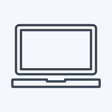 Simge Laptop - Satır Biçimi, Basit illüstrasyon, Düzenlenebilir vuruş, Tasarım şablonu vektörü, baskılar, posterler, reklamlar, duyurular, bilgi grafikleri vs..