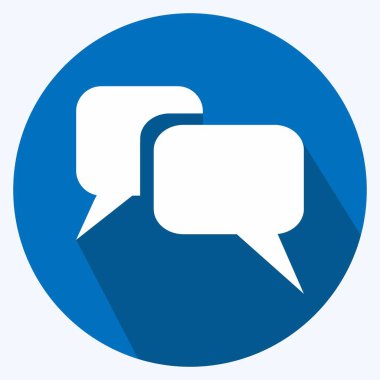 Simge İleti Baloncukları - Uzun Gölge Biçimi, Basit illüstrasyon, Düzenlenebilir Vuruş, Tasarım şablonu vektörü, Yazılar, posterler, reklamlar, duyurular, bilgi grafikleri vs..