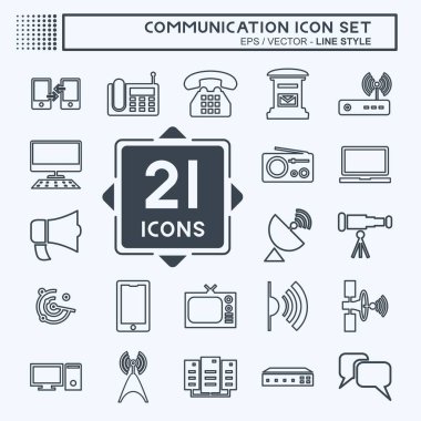 Simge Ayarlama İletişimi - Satır Biçimi, Basit illüstrasyon, Düzenlenebilir vuruş, Tasarım şablonu vektörü, Yazdırma, poster, reklam, duyurular, bilgi grafikleri vs..