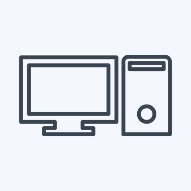 Simge Bilgisayar - Satır Biçimi, Basit illüstrasyon, Düzenlenebilir vuruş, Tasarım şablonu vektörü, Yazdırma, poster, reklam, duyurular, bilgi grafikleri vs..