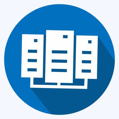 Simge Veri Merkezi - Uzun Gölge Biçimi, Basit illüstrasyon, Düzenlenebilir Felç, Tasarım şablonu vektörü, baskılar, posterler, reklamlar, duyurular, bilgi grafikleri vs..