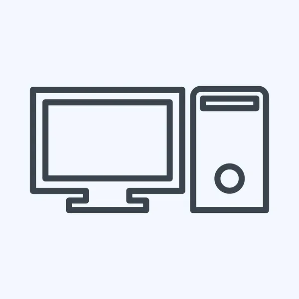 Icon Computer Linienstil Einfache Illustration Editierbarer Strich Designschablonen Vektor Gut — Stockvektor