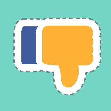 Çıkartma Başparmağı Aşağı - Satır Kesimi - Basit illüstrasyon, düzenlenebilir vuruş, tasarım şablonu vektörü, baskılar, posterler, reklamlar, duyurular, bilgi grafikleri vs..