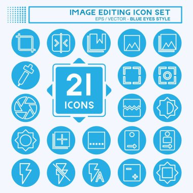 Simge Ayarlama - Mavi Gözler Biçimi - Basit illüstrasyon, Düzenlenebilir vuruş, Tasarım şablonu vektörü, baskılar, posterler, reklamlar, duyurular, bilgi grafikleri, vs..